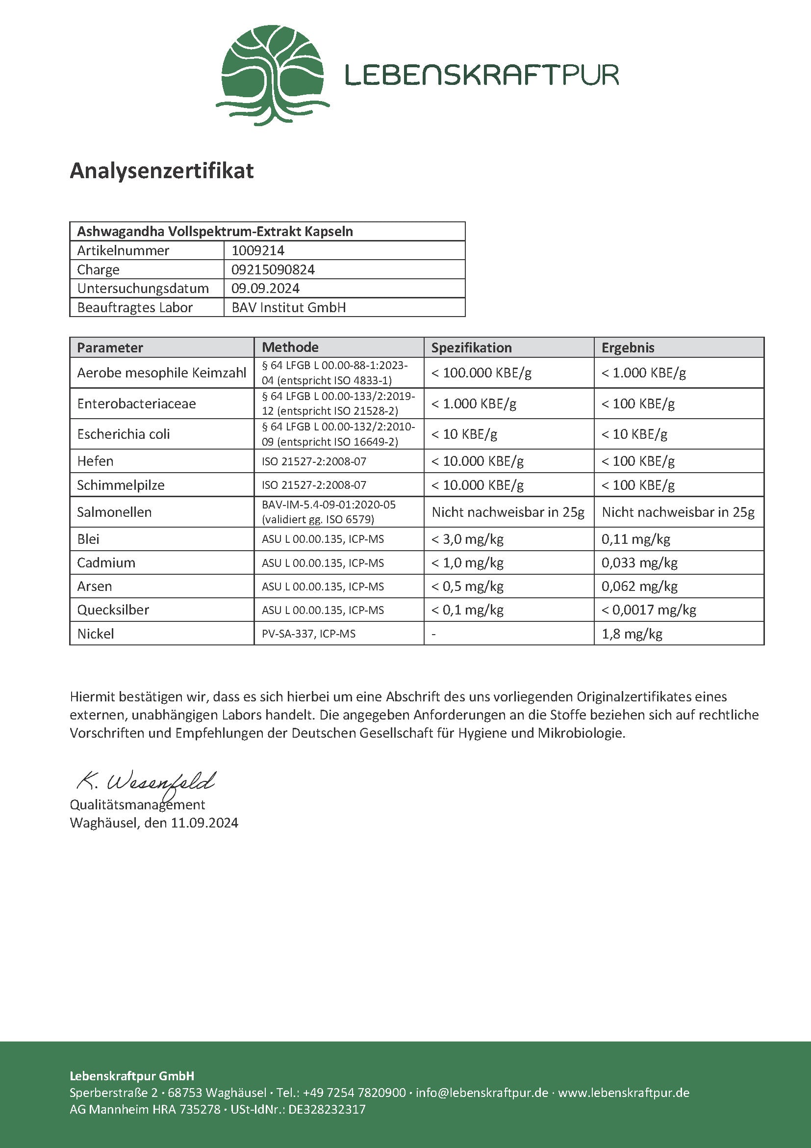 Ashwagandha Vollspektrum-Extrakt Kapseln