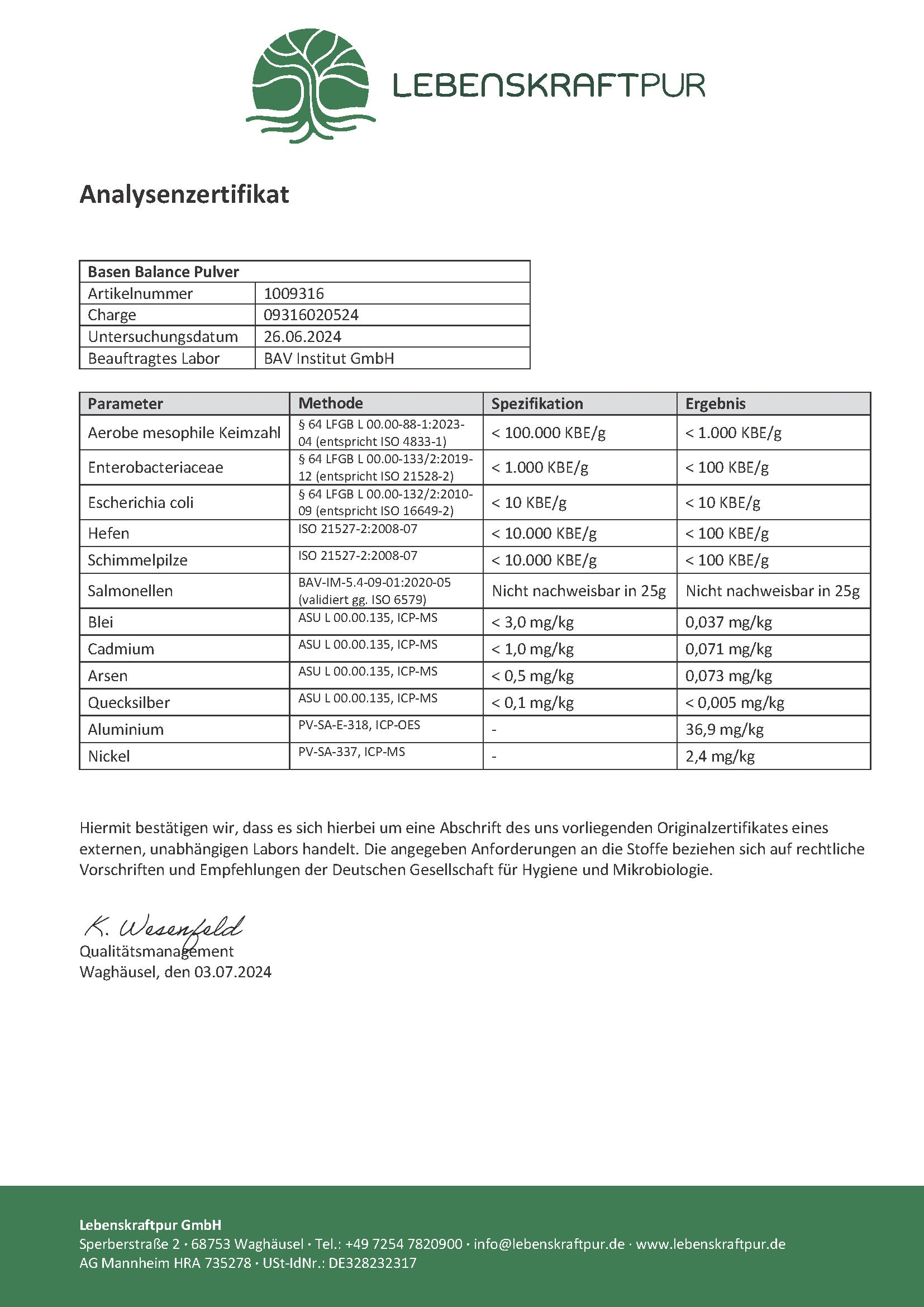 Basen Balance Pulver