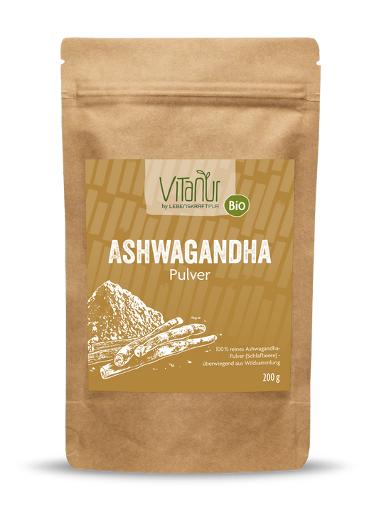 Bio Ashwagandha Pulver von Vitanur by Lebenskraftpur