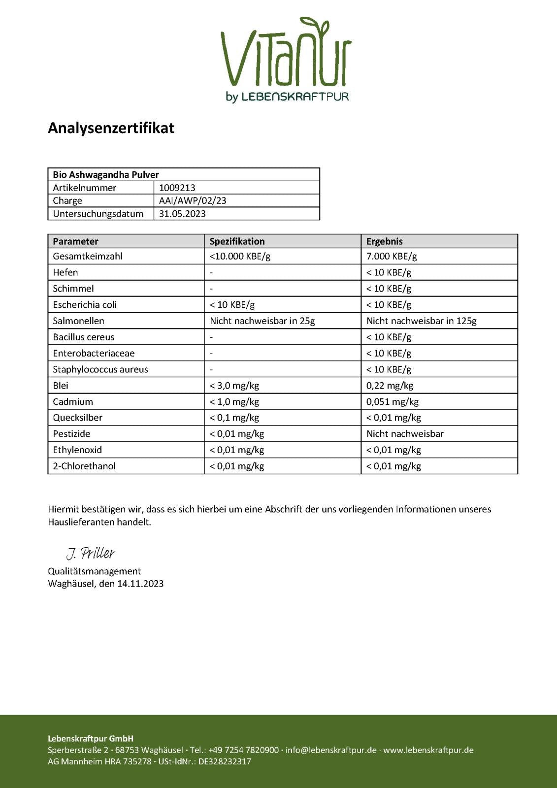 Produktbild Bio Ashwagandha Pulver