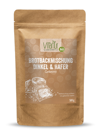 Bio Brotbackmischung Dinkel & Hafer Gekeimt von Vitanur by Lebenskraftpur