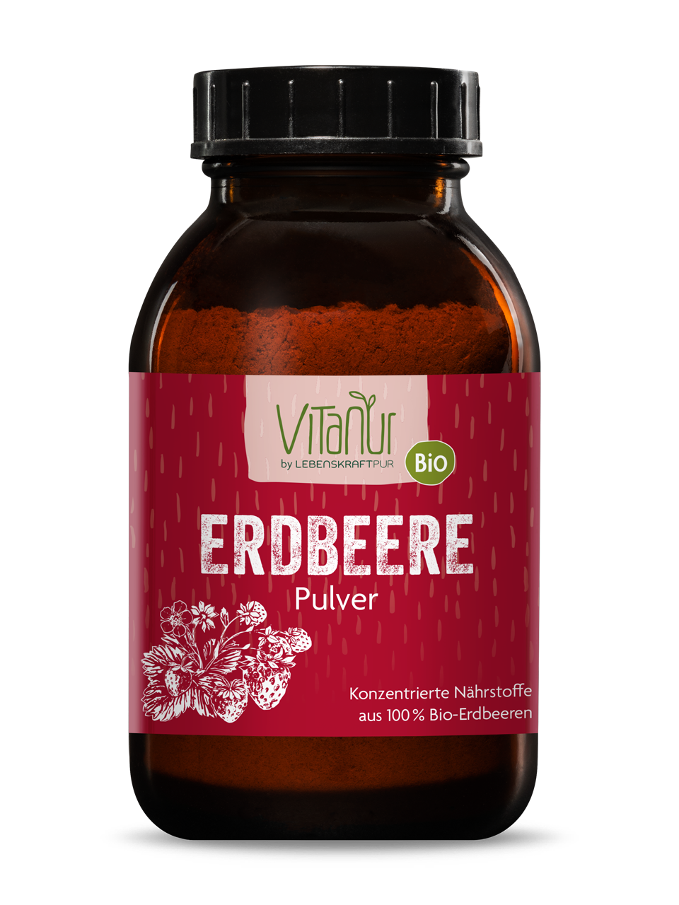 Bio Erdbeere Pulver (150 g) von Vitanur by Lebenskraftpur