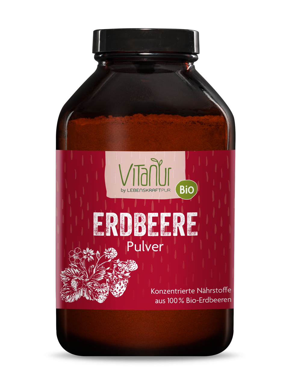 Bio Erdbeere Pulver (250 g) von Vitanur by Lebenskraftpur