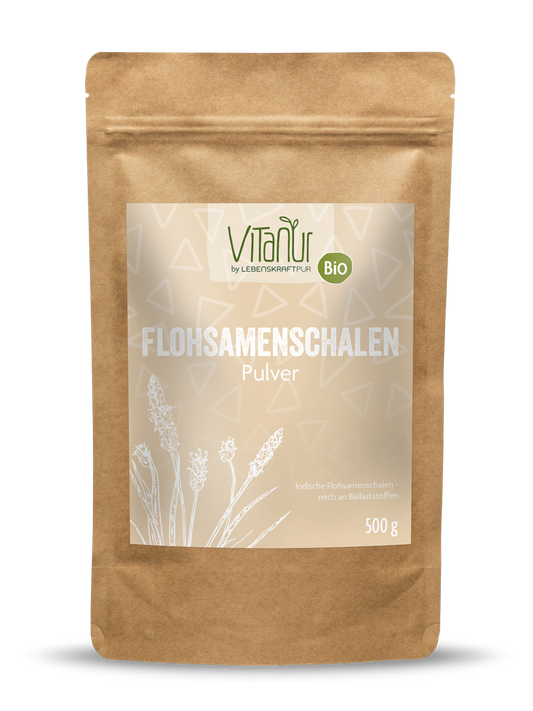 Bio Flohsamenschalen Pulver von Vitanur by Lebenskraftpur