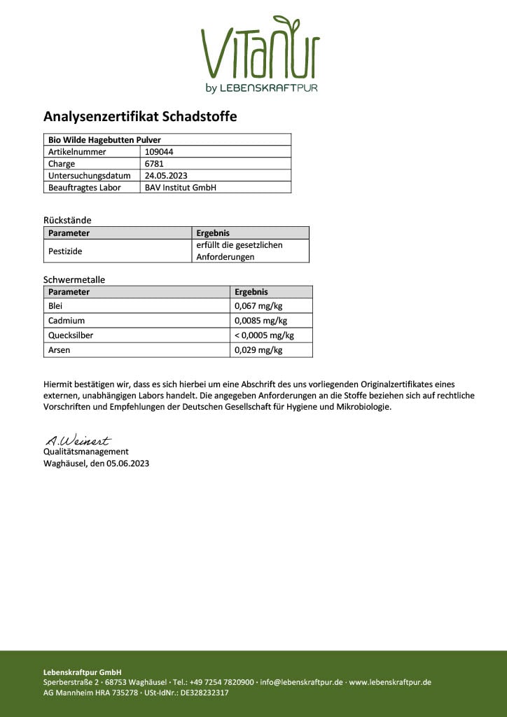 Produktbild Bio Wilde Hagebutte Pulver