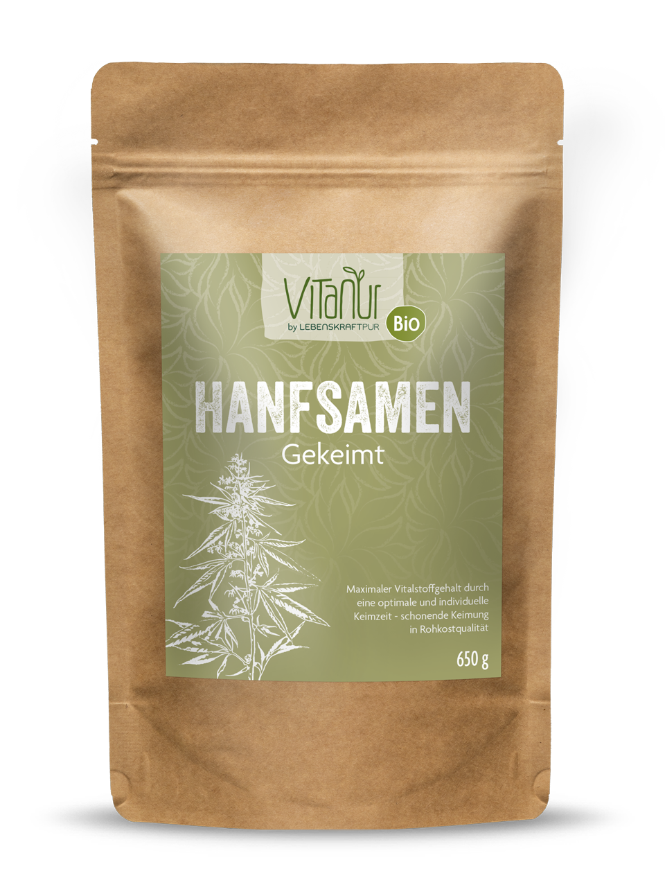 Bio Hanfsamen Gekeimt (650 g) von Vitanur by Lebenskraftpur