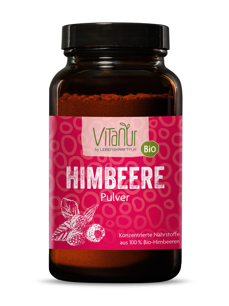 Bio Himbeere Pulver (125 g) von Vitanur by Lebenskraftpur