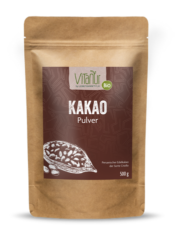 Bio Kakao Pulver (500 g) von Vitanur by Lebenskraftpur