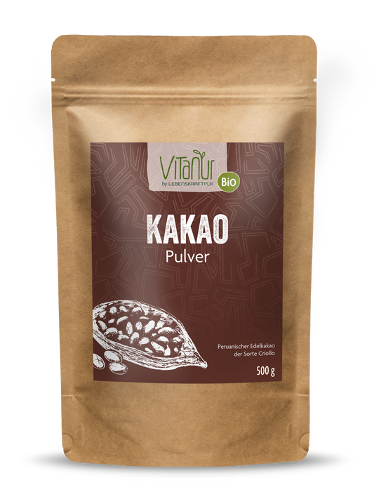 Bio Kakao Pulver (500 g) von Vitanur by Lebenskraftpur