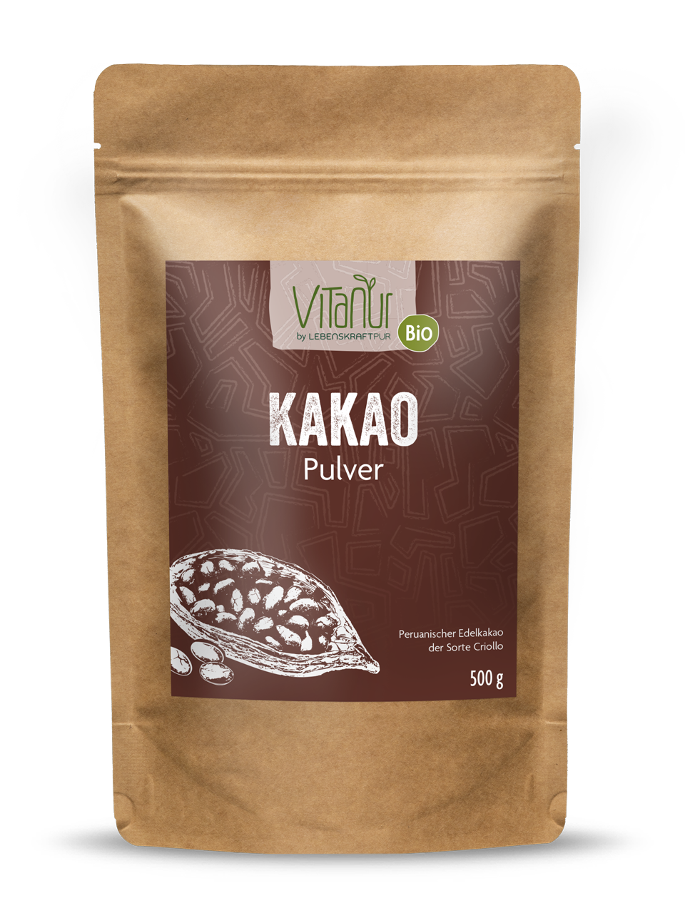 Bio Kakao Pulver (500 g) von Vitanur by Lebenskraftpur