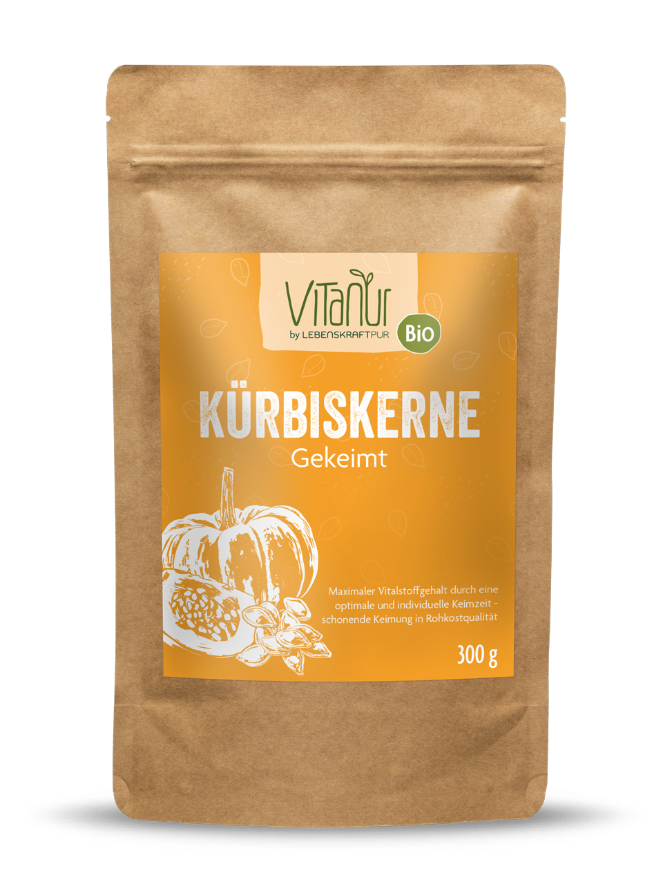 Bio Kürbiskerne Gekeimt (300 g) von Vitanur by Lebenskraftpur