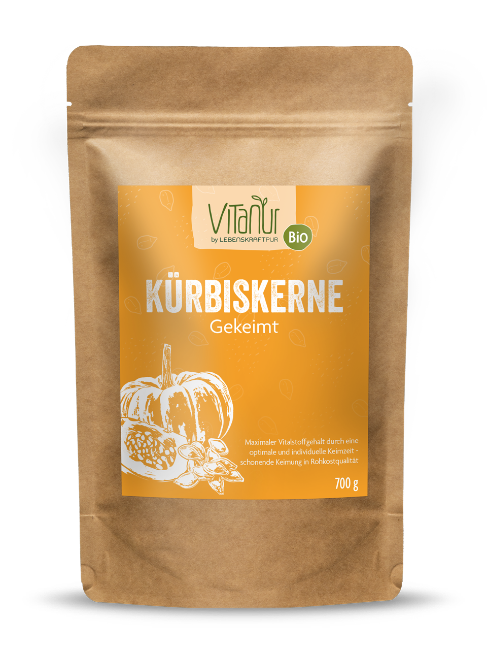 Bio Kürbiskerne Gekeimt (700 g) von Vitanur by Lebenskraftpur