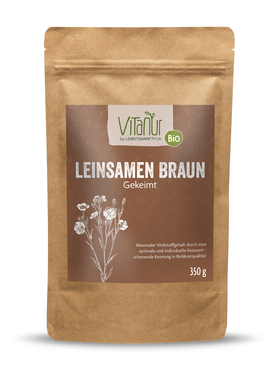 Bio Leinsamen Braun Gekeimt (350 g) von Vitanur by Lebenskraftpur