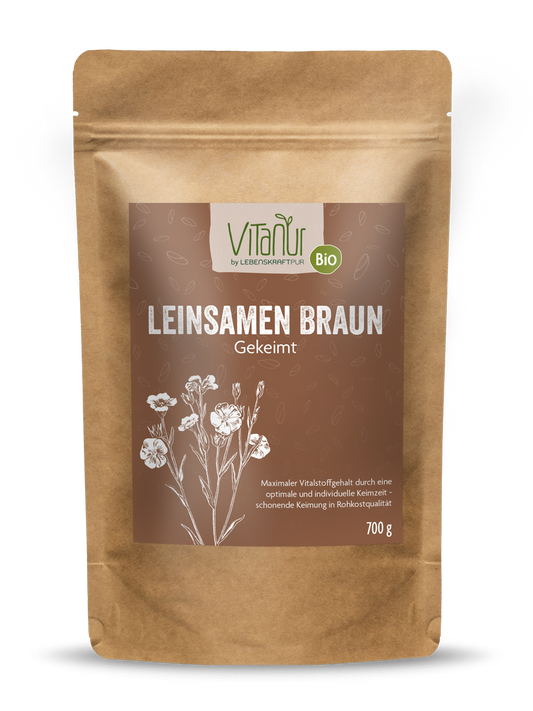 Bio Leinsamen Braun Gekeimt (700 g) von Vitanur by Lebenskraftpur