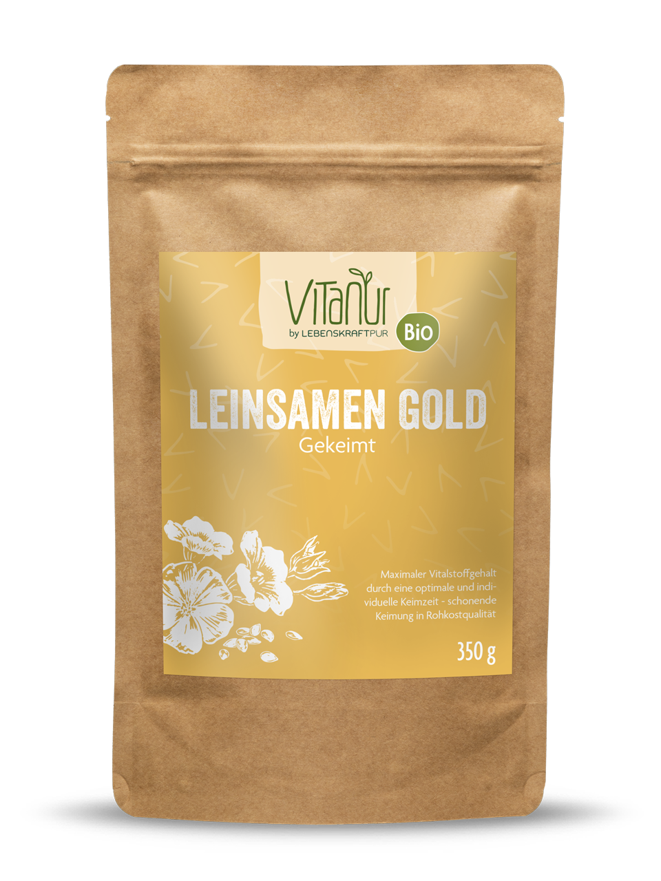 Bio Leinsamen Gold Gekeimt (350 g) von Vitanur by Lebenskraftpur