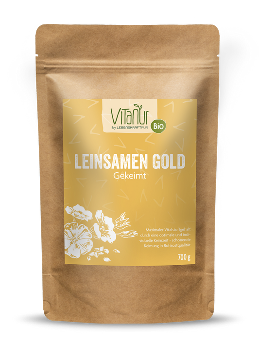 Bio Leinsamen Gold Gekeimt (700 g) von Vitanur by Lebenskraftpur