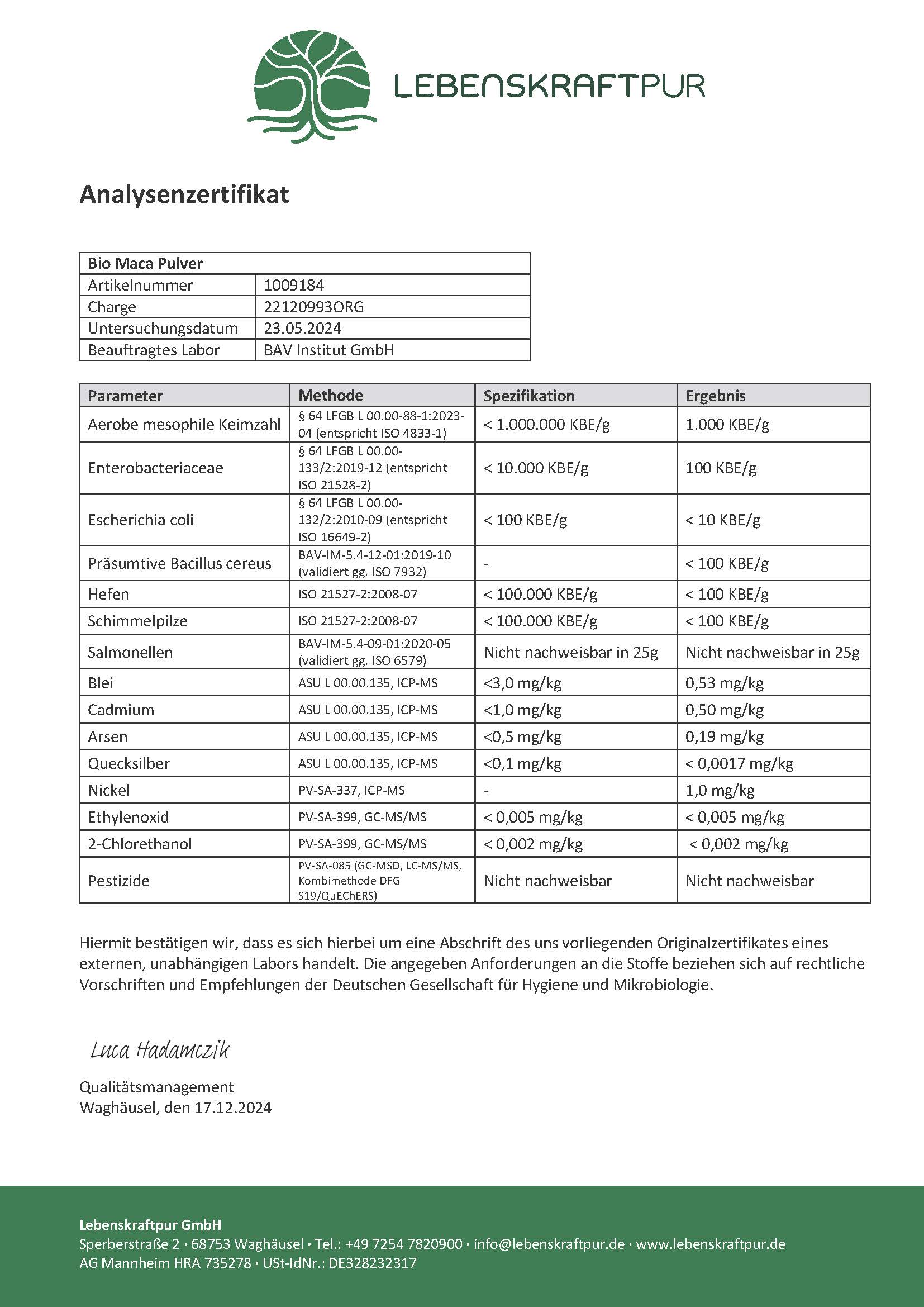 Bio Maca Pulver