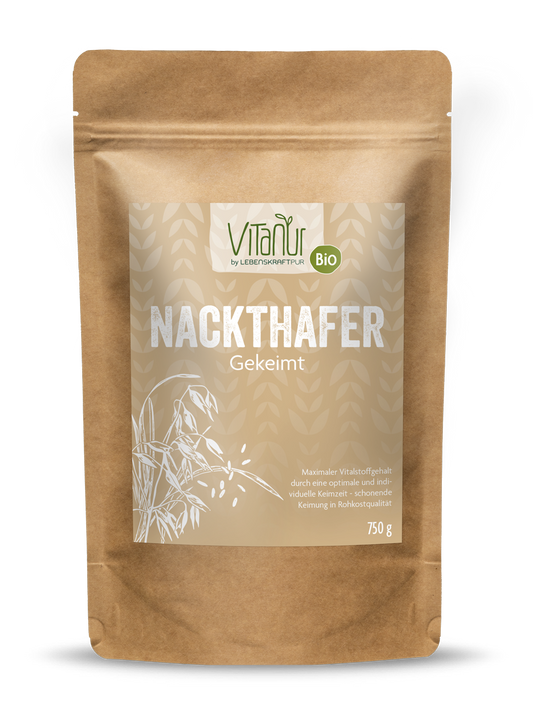 Bio Nackthafer Gekeimt (750 g) von Vitanur by Lebenskraftpur