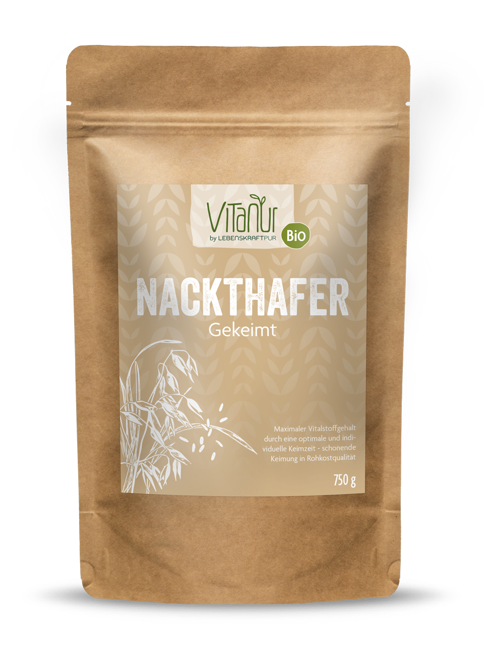 Bio Nackthafer Gekeimt (750 g) von Vitanur by Lebenskraftpur