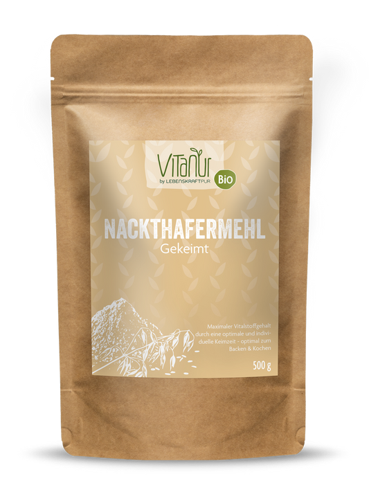 Bio Nackthafermehl Gekeimt (500g) von Vitanur