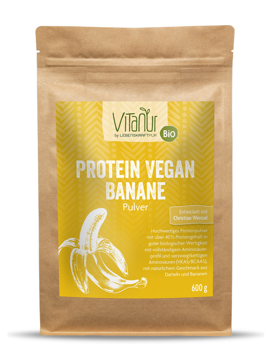 Bio Protein Vegan Banane Pulver von Vitanur by Lebenskraftpur