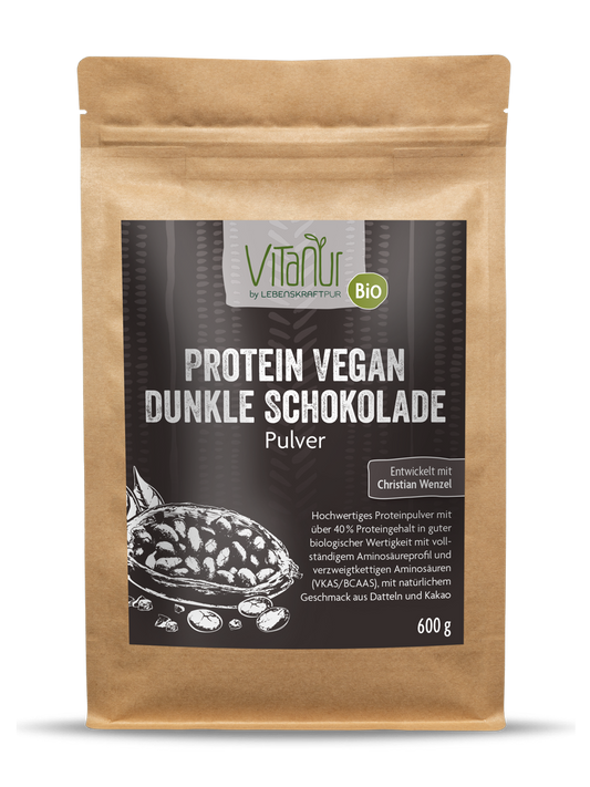 Bio Protein Vegan Dunkle Schokolade Pulver von Vitanur by Lebenskraftpur