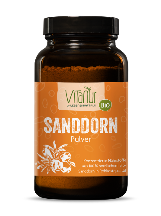 Bio Sanddorn Pulver (100 g) von Vitanur by Lebenskraftpur