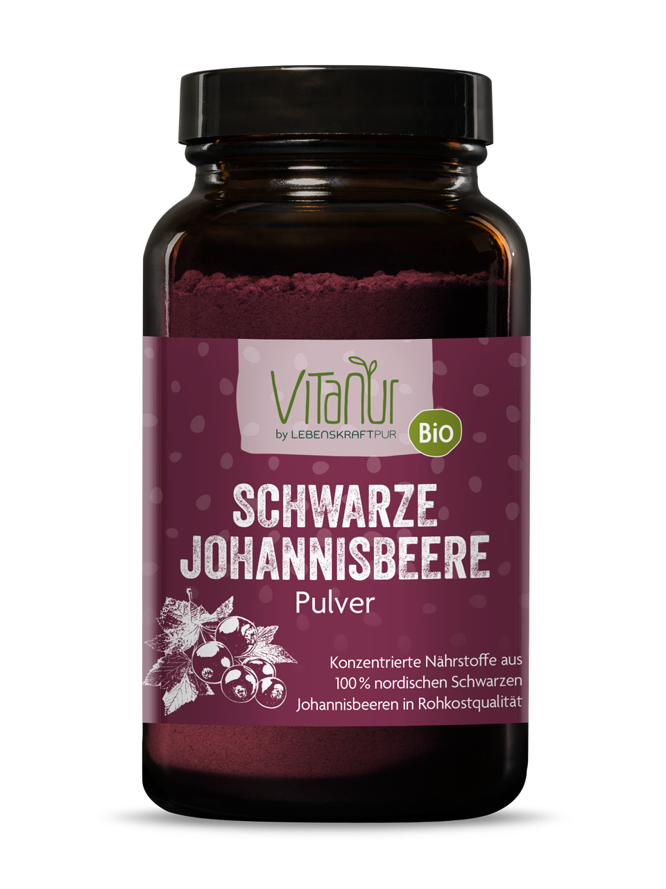 Bio Schwarze Johannisbeere Pulver (125 g) von Vitanur by Lebenskraftpur