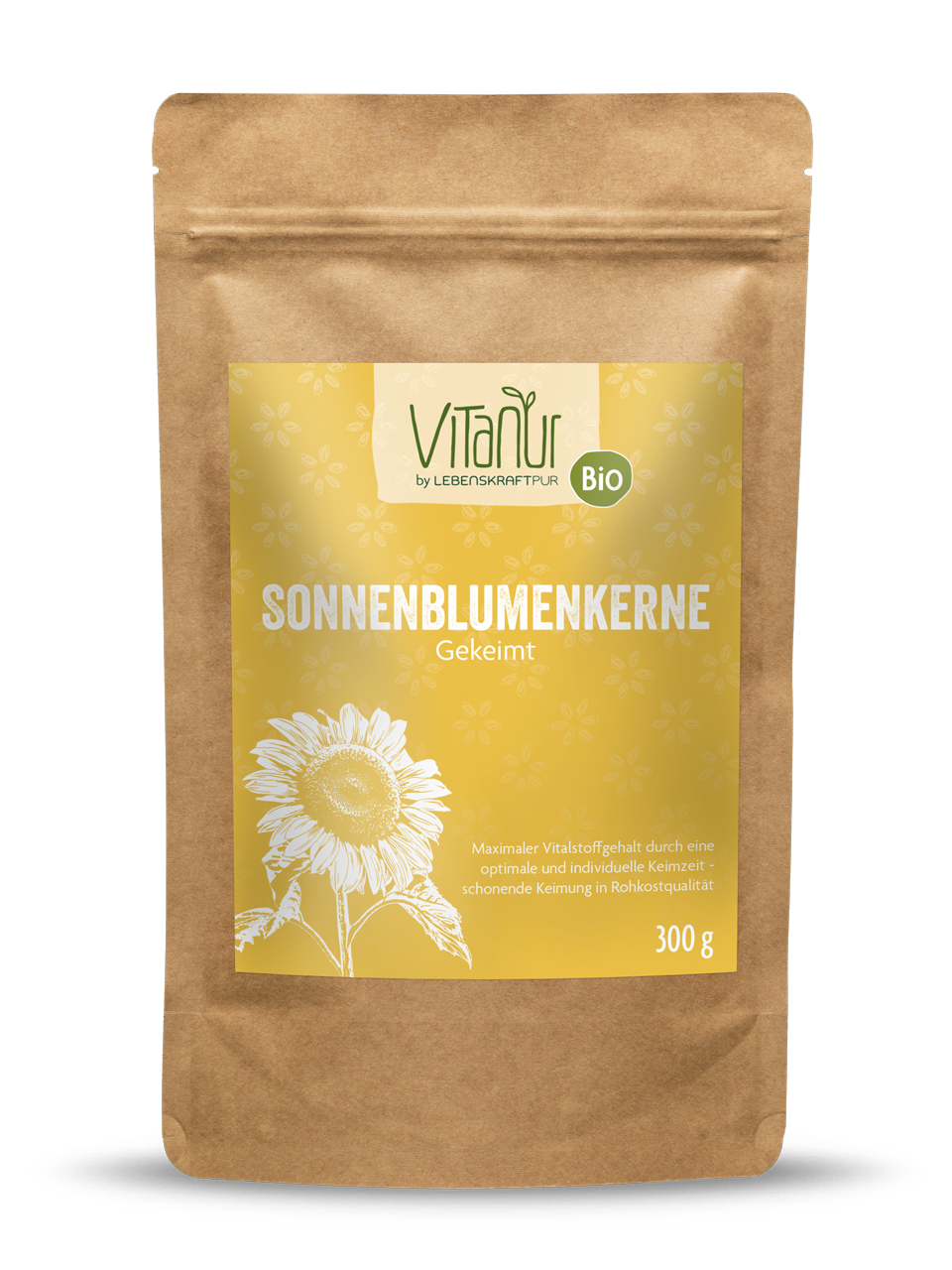 Bio Sonnenblumenkerne Gekeimt (300 g) von Vitanur by Lebenskraftpur