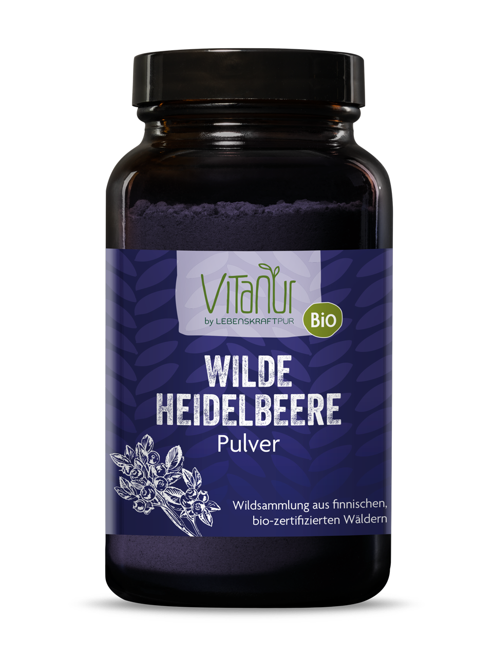 Bio Wilde Heidelbeere Pulver (125 g) von Vitanur by Lebenskraftpur