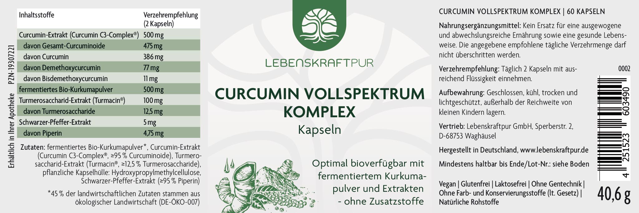 Curcumin Vollspektrum Komplex Kapseln