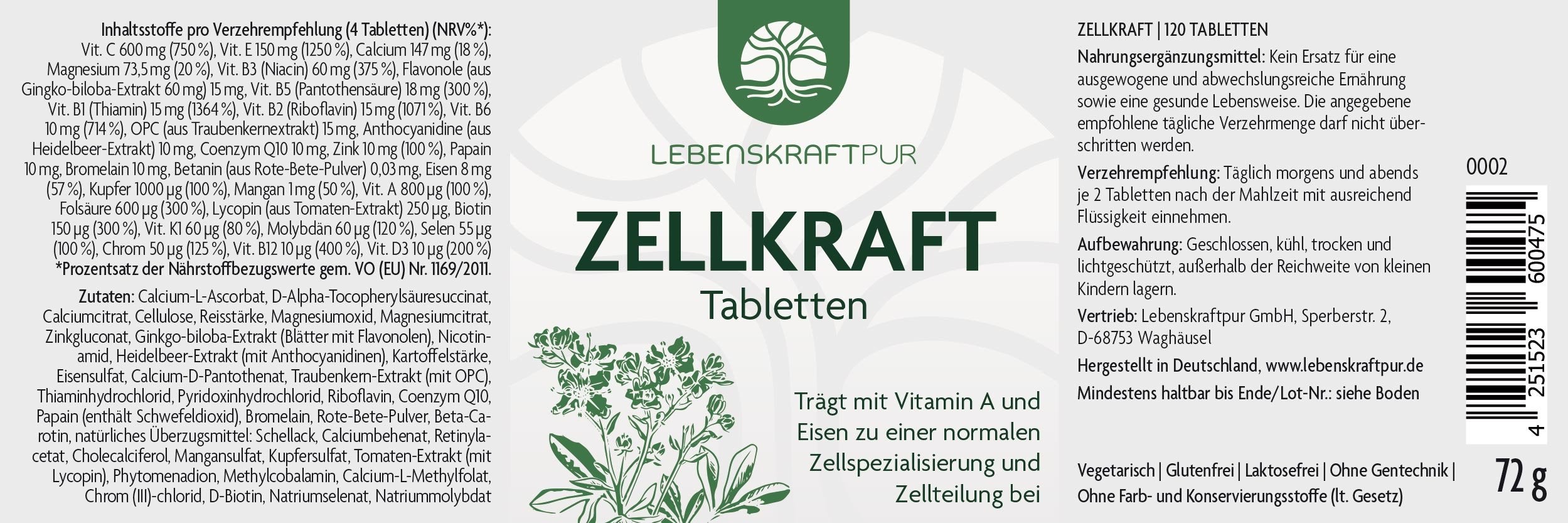 Produktbild Zellkraft Tabletten