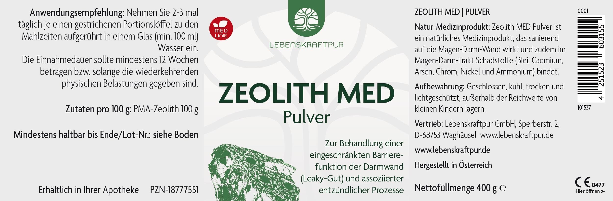 LKP_Zeolith_MED_Pulver_400g_Vorderseite_300523_2864_