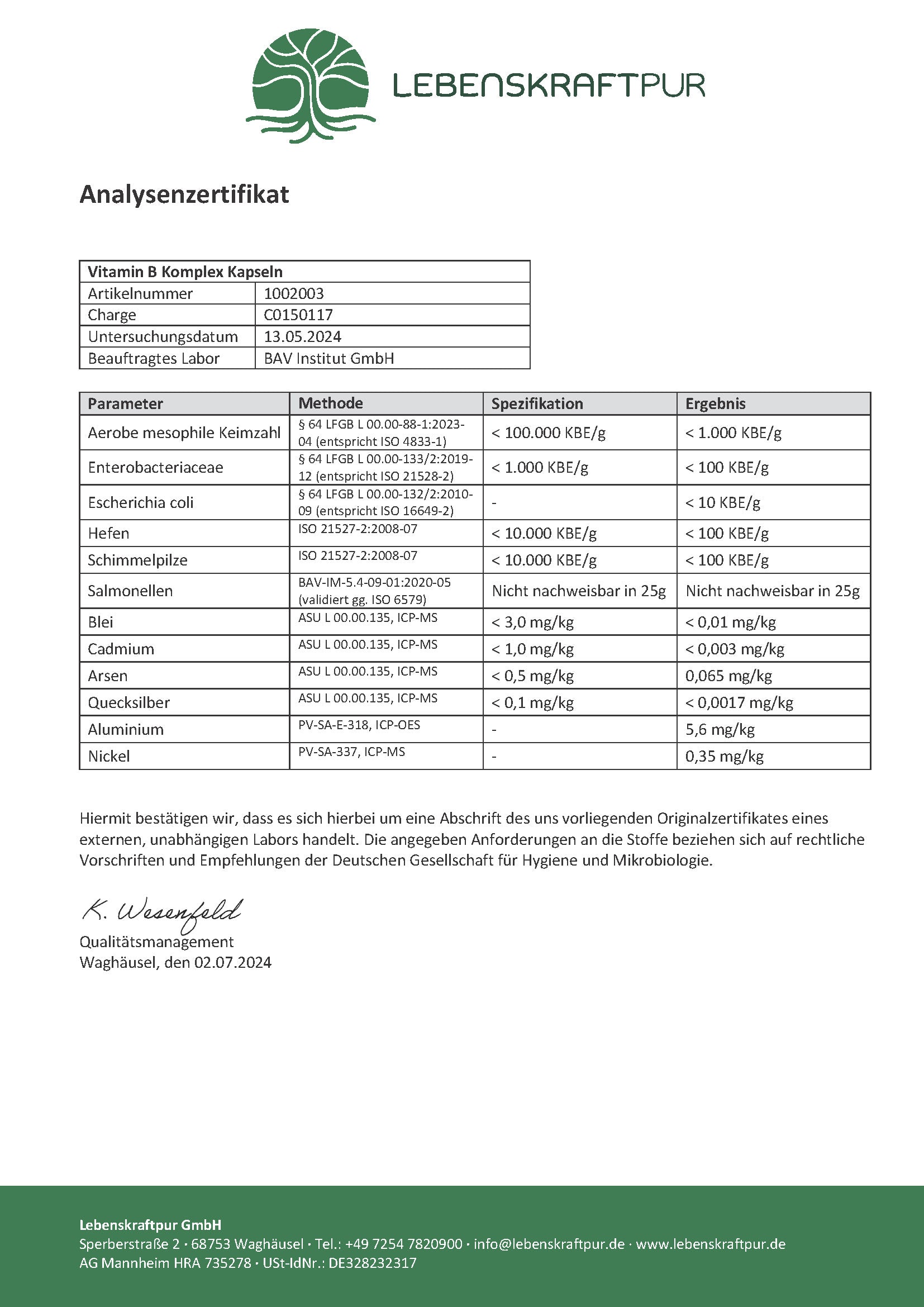 Vitamin B Komplex Kapseln