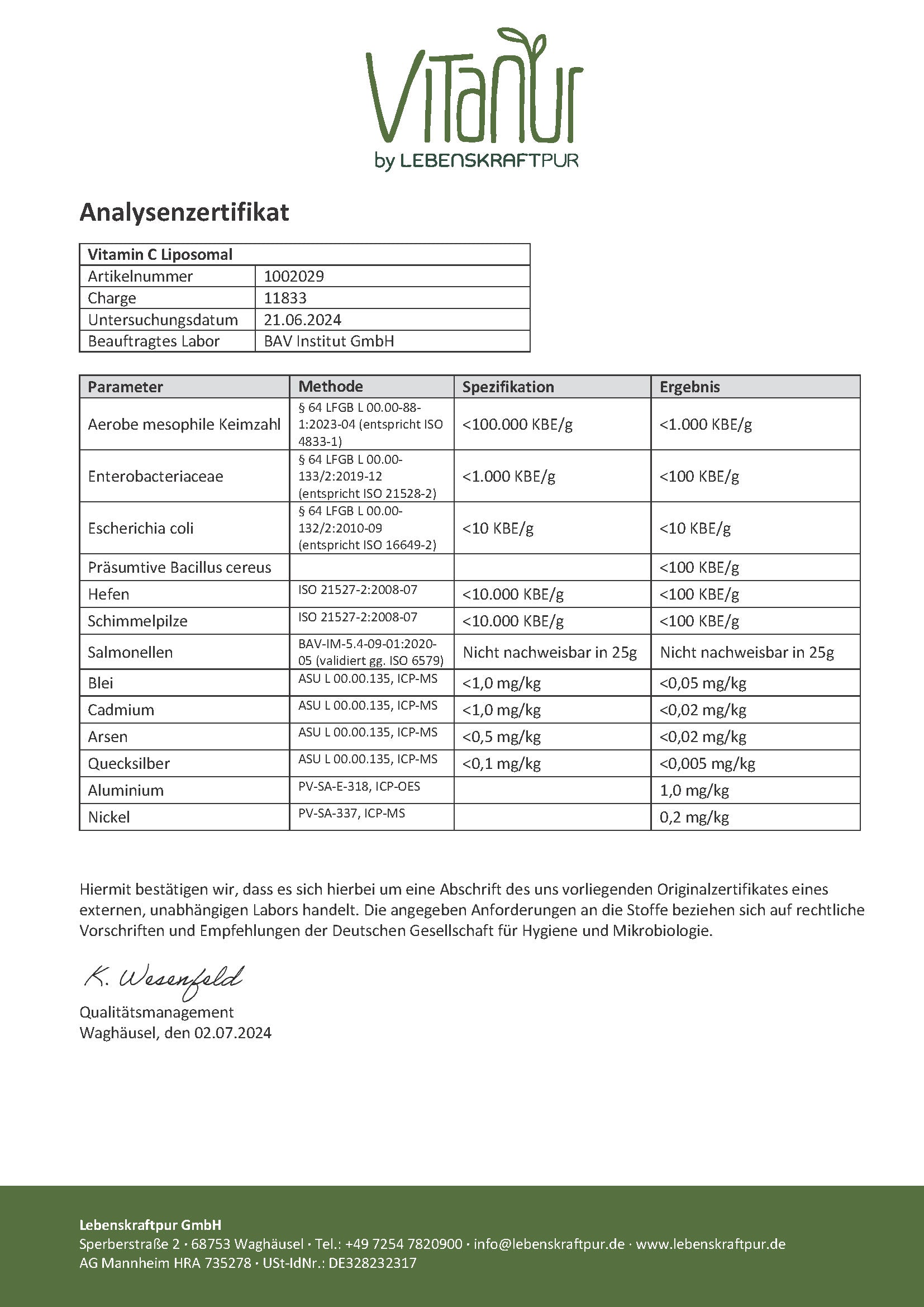 Produktbild Vitamin C Liposomal