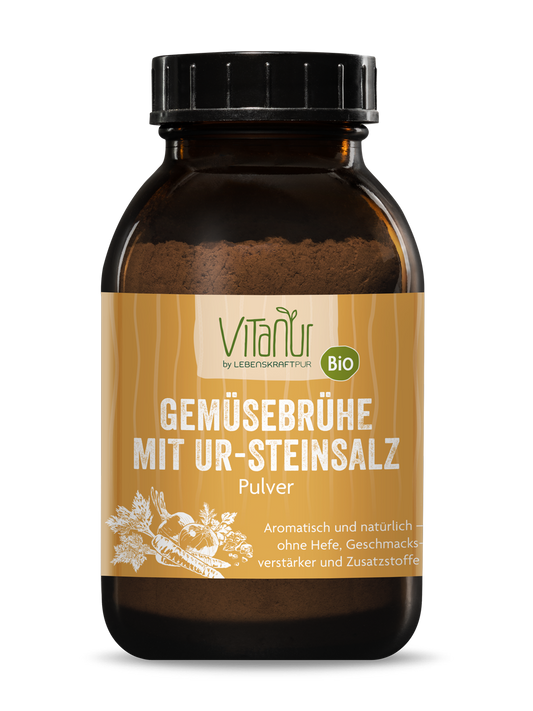 Bio Gemüsebrühe mit Ur-Steinsalz Pulver von Vitanur by Lebenskraftpur