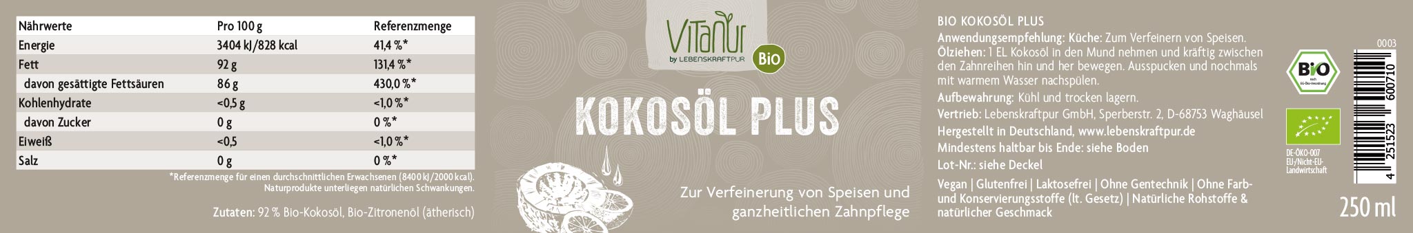 Produktbild Bio Kokosöl Plus