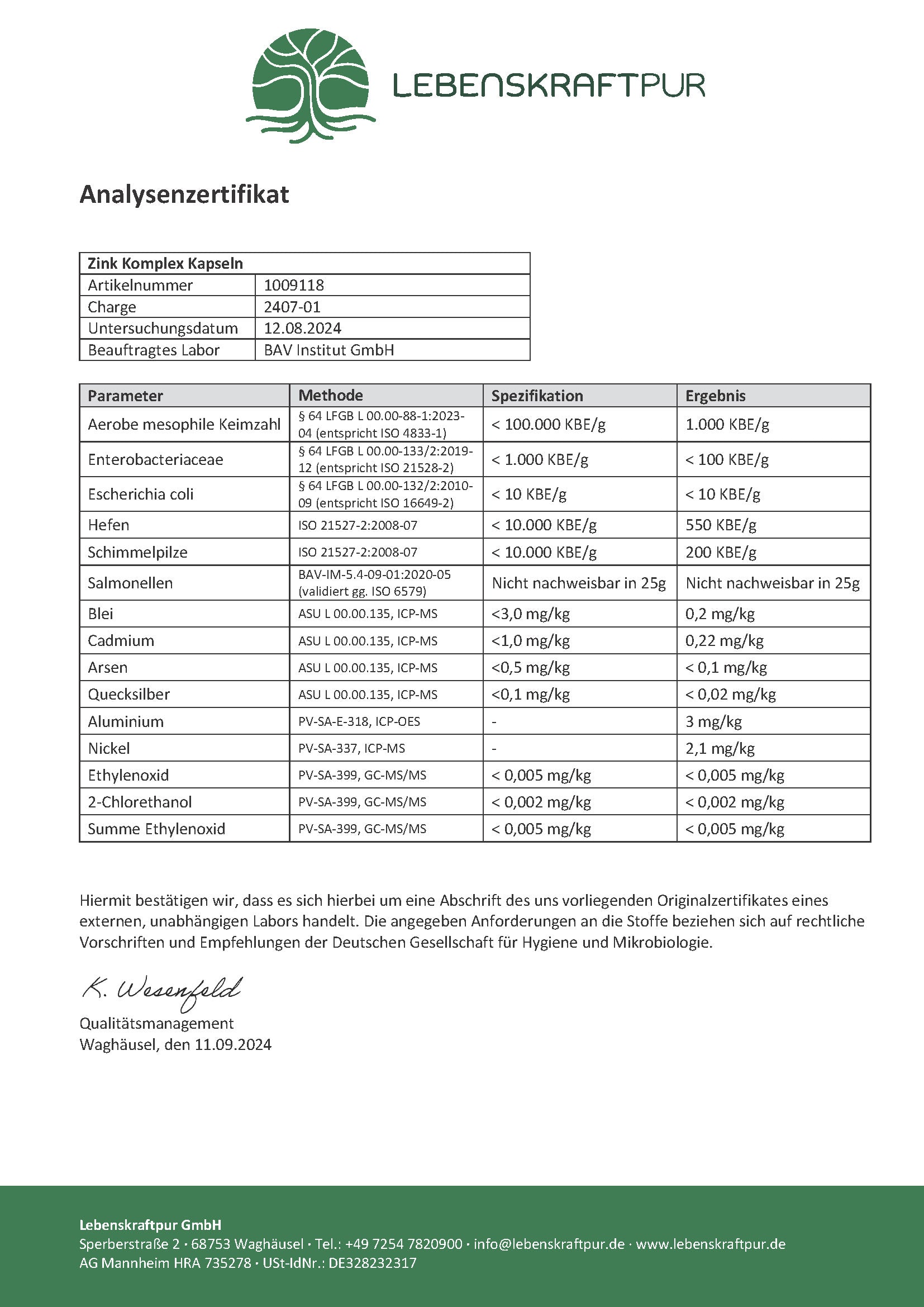 Zink Komplex Kapseln