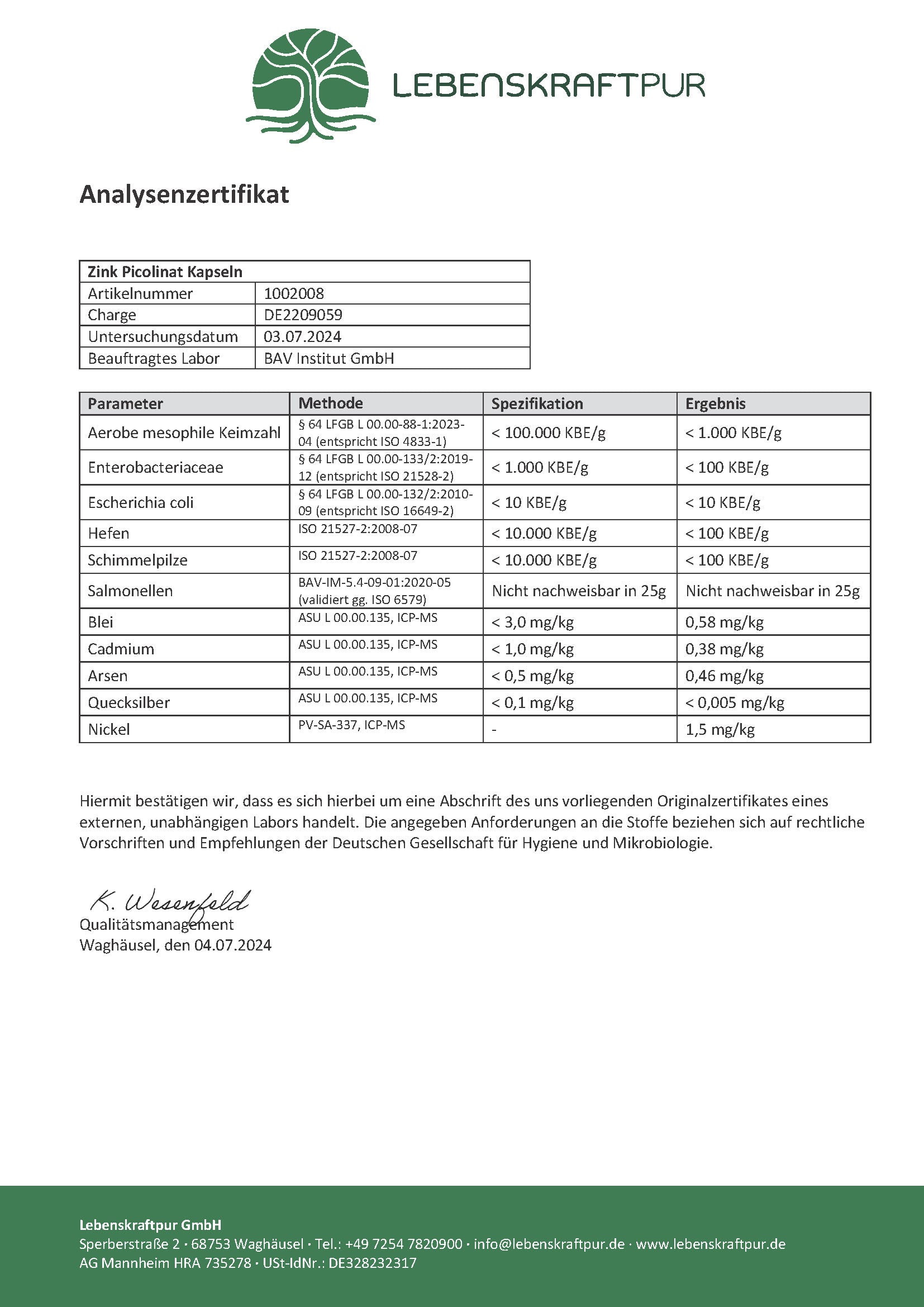 Zink Picolinat Kapseln