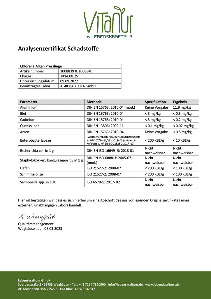 Chlorella Algen Presslinge