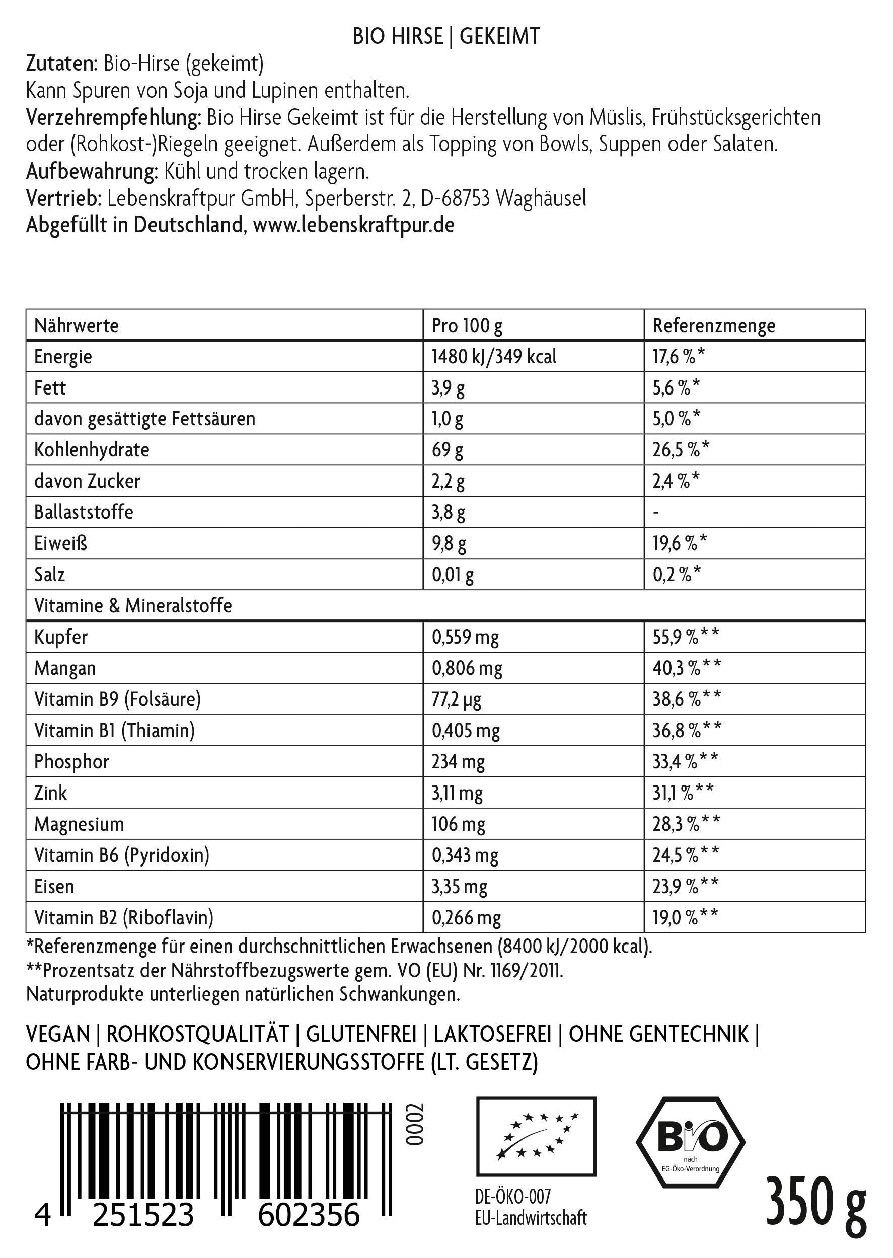 Produktbild Bio Hirse Gekeimt